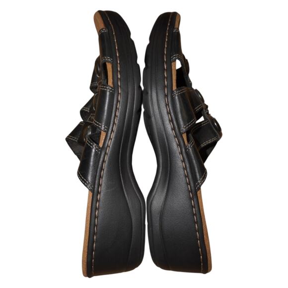 Clarks Collection Black Leather Comfort Sandals Womens US 11 EU 42.5 - Picture 11 of 12